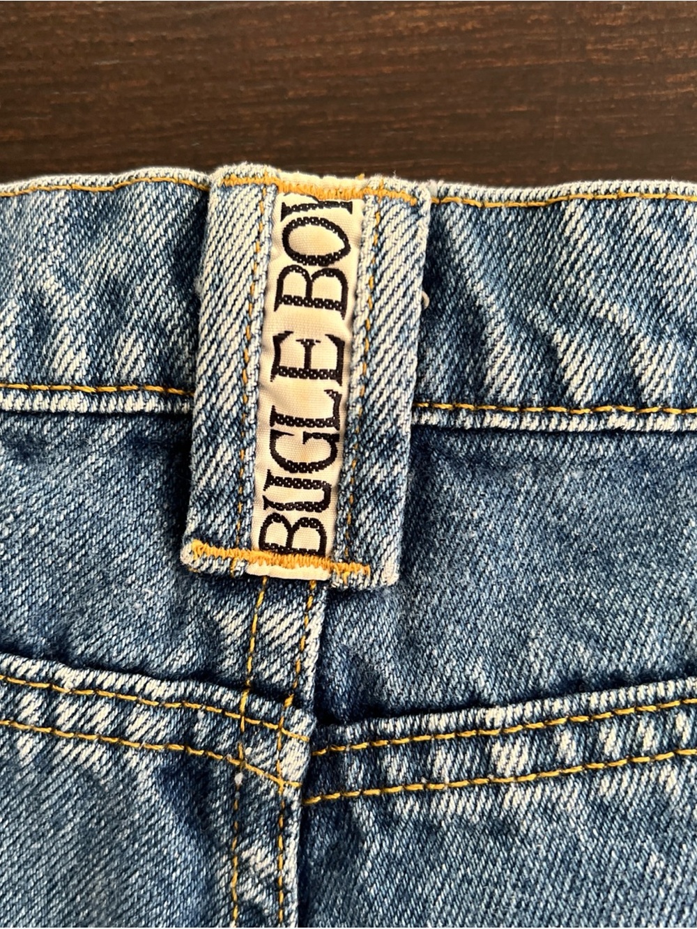 Vintage 90s Bugle Boy Jeans Men’s 38x32 Blue Straight Denim Back Belt Loop Logo